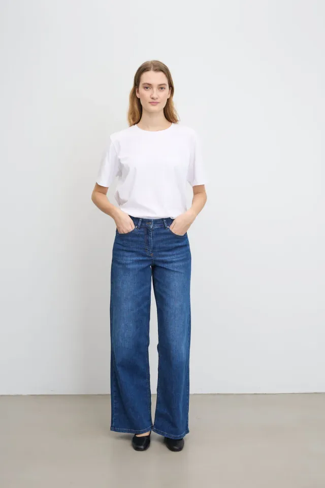 Laurie Carol Loose LL spijkerbroek washed blue lange lengte