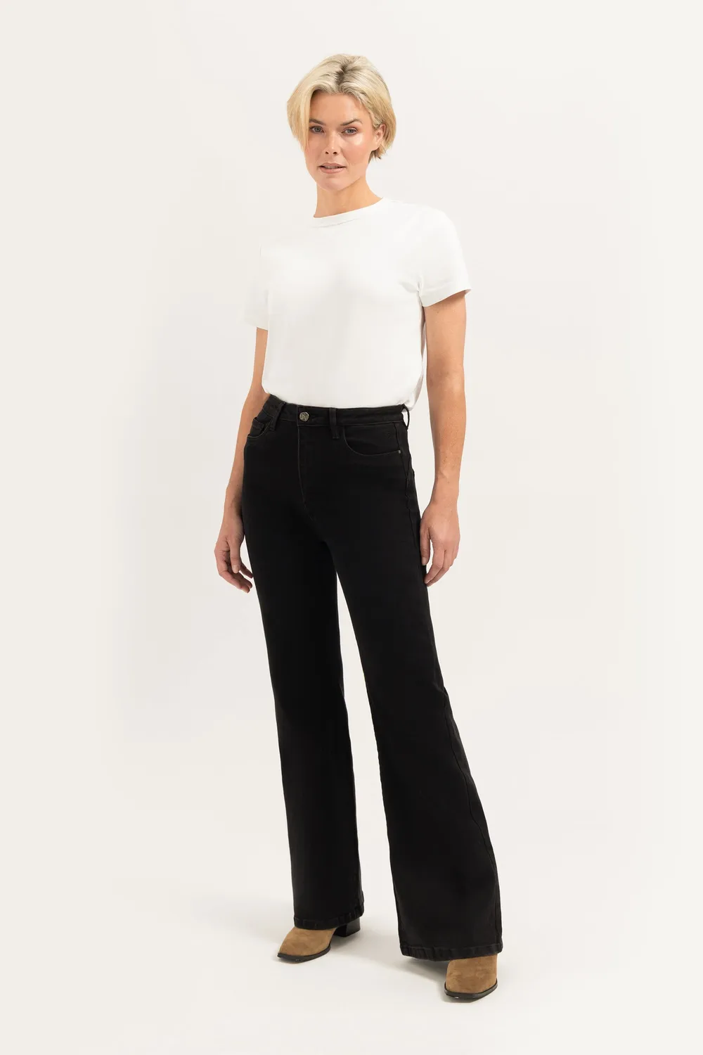 Florez Ana Flared jeans zwart hoge taille