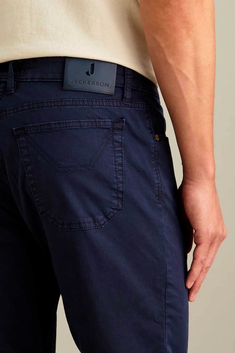 Jeckerson Jordan slim fit broek donkerblauw satijn