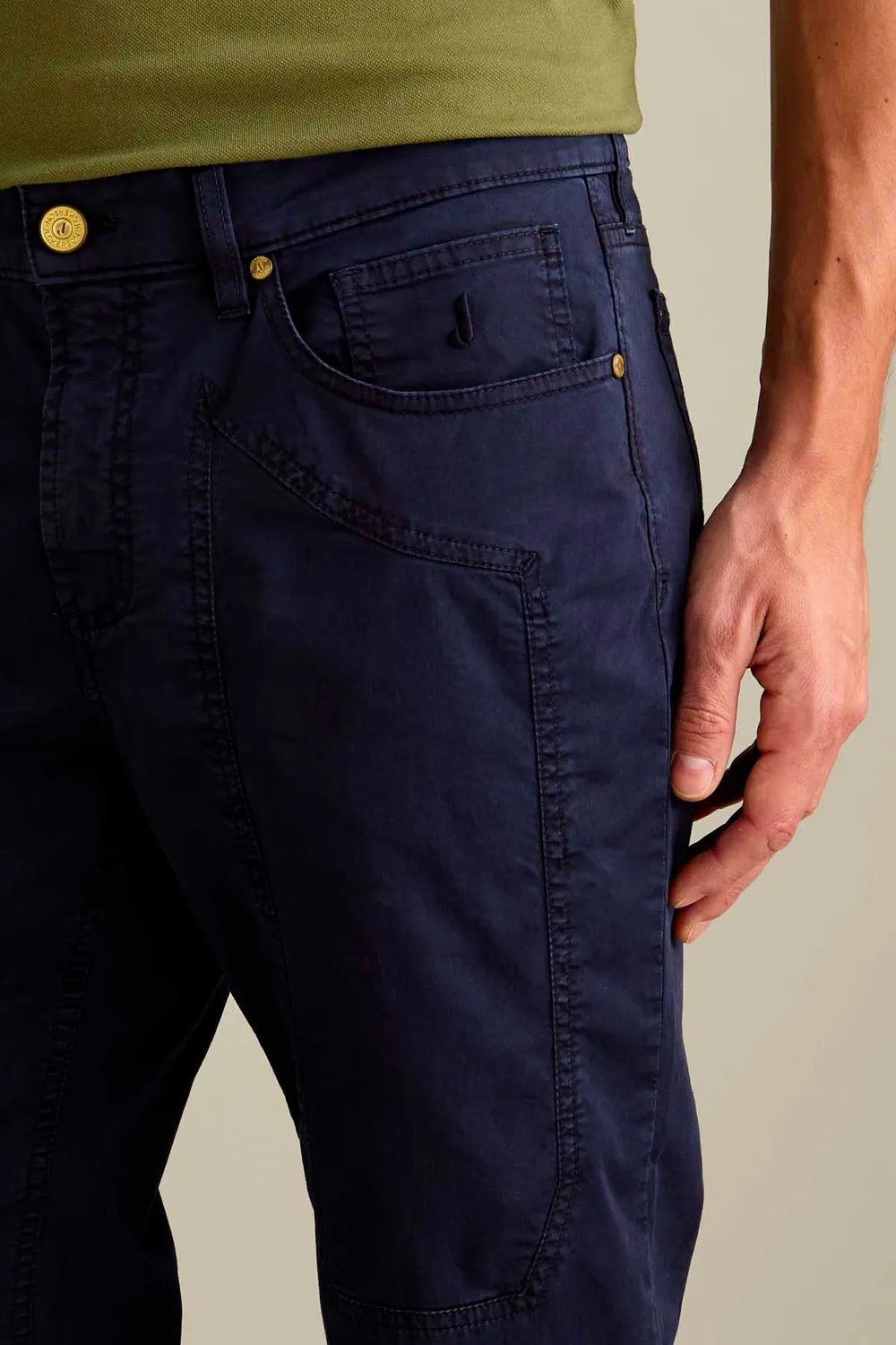 Jeckerson John slim fit broek donkerblauw satijn