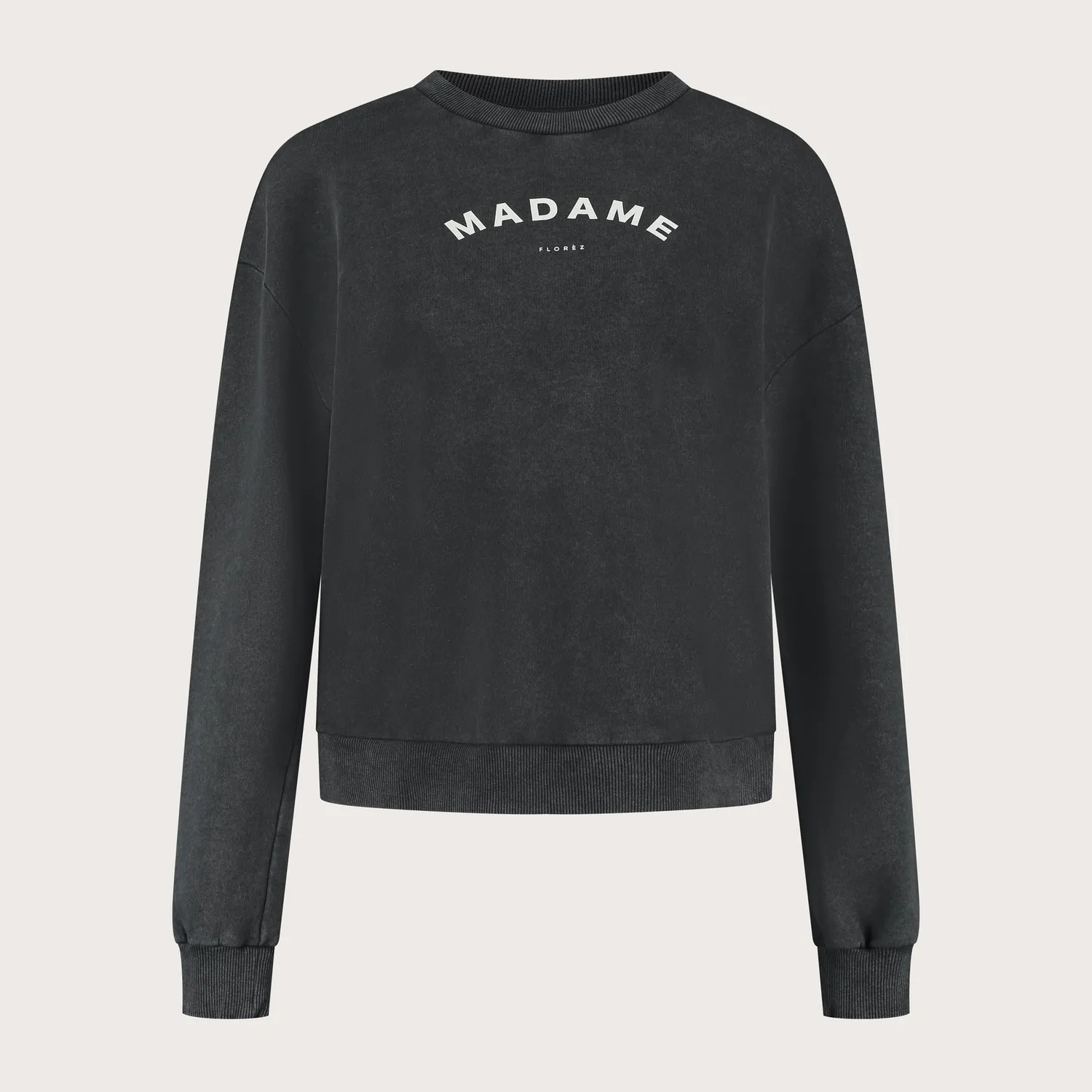 Florez Madame sweater Washed Grey velvet letters