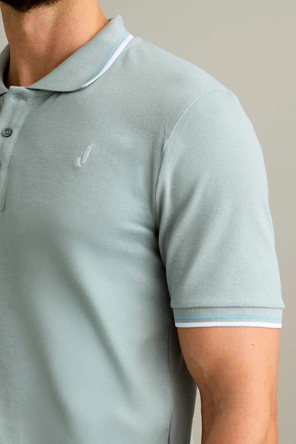 Jeckerson Polo piqué lichtgrijs korte mouw