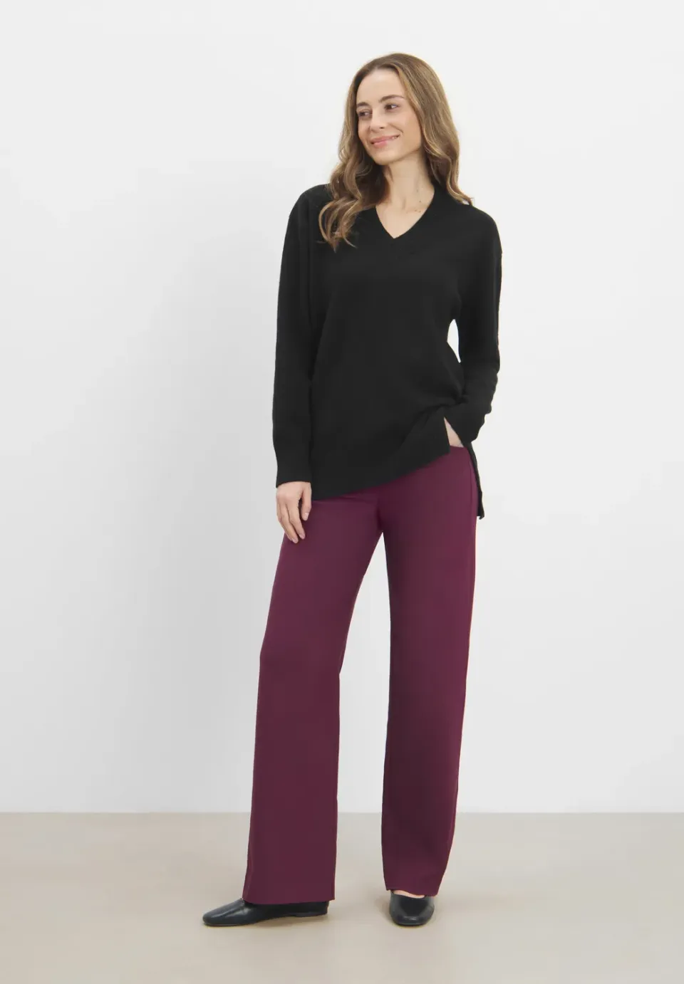 Laurie Iza 101167 sweater zwart wol V-hals