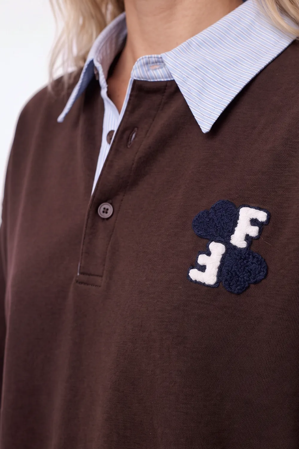Florez Stella sweater Dark Brown gestreept