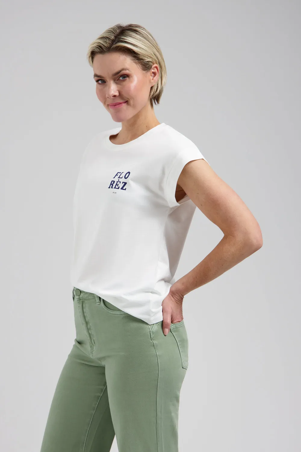 Florez Coco T-shirt White zijdemix