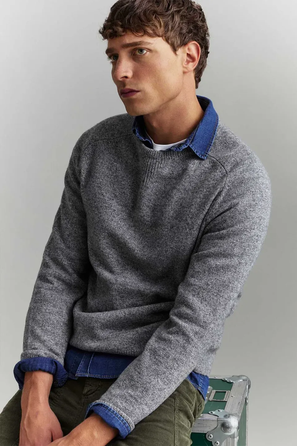 Jeckerson trui grijs melange raglan wolmix