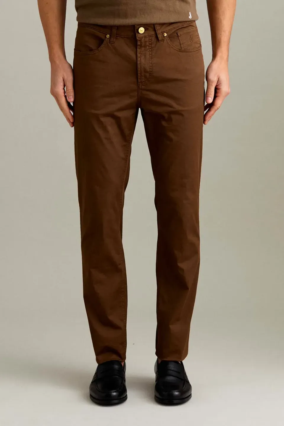 Jeckerson Jordan broek lichtbruin slim fit katoen