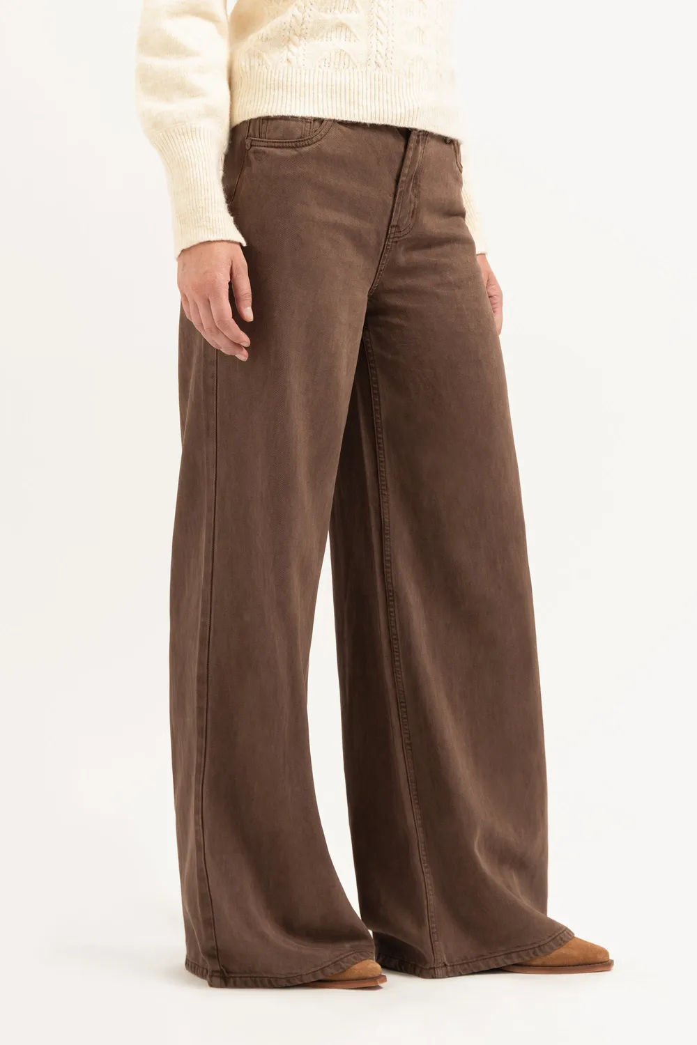 Florez Liv wide leg jeans brown 5-pocket