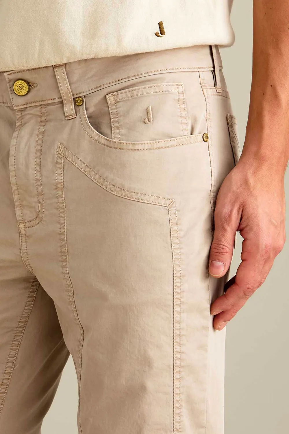 Jeckerson John broek beige slim fit katoen