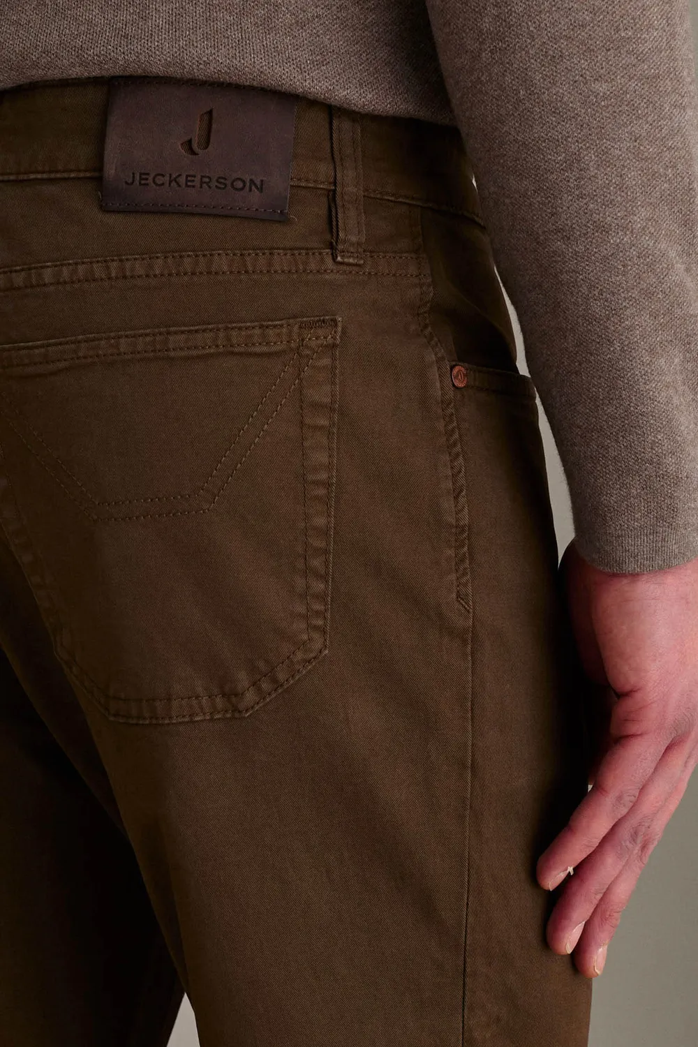 Jeckerson Jordan slim fit broek bruin gabardine