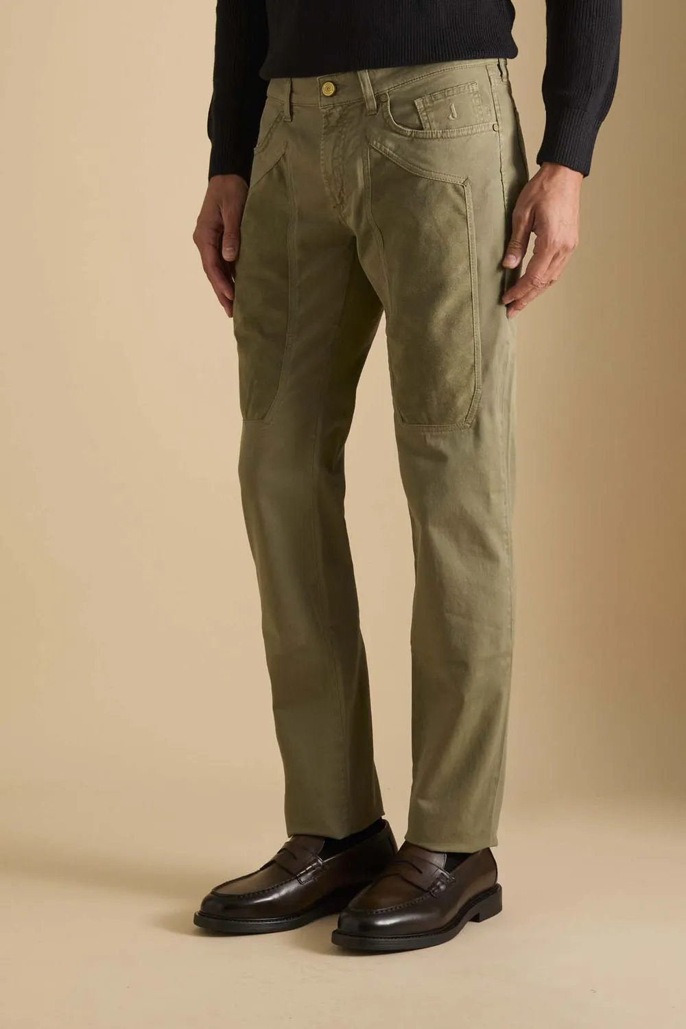 Jeckerson John slim broek legergroen alcantara