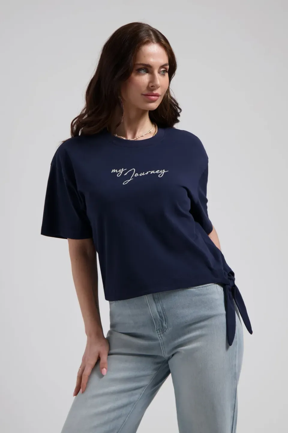 Florez Leonora T-shirt navy zijdezacht