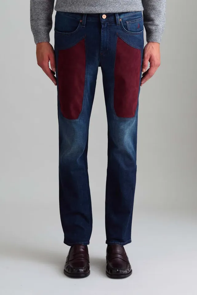 Jeckerson James skinny jeans donkerblauw rood