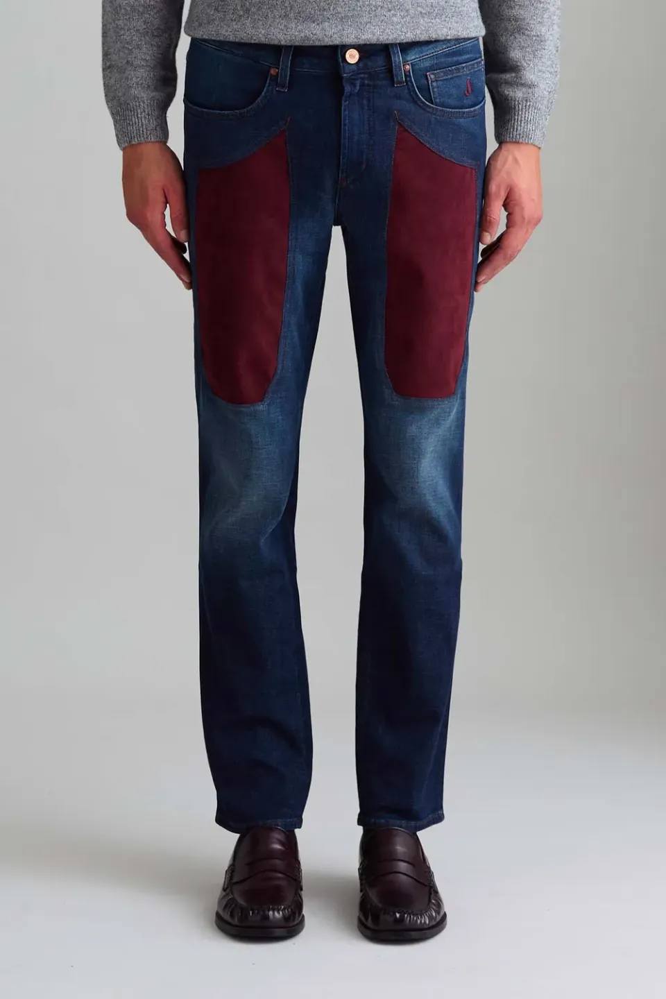 Jeckerson James skinny jeans donkerblauw rood