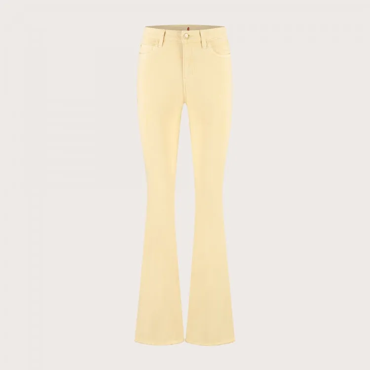 Florez Flared jeans geel stretch five-pocket