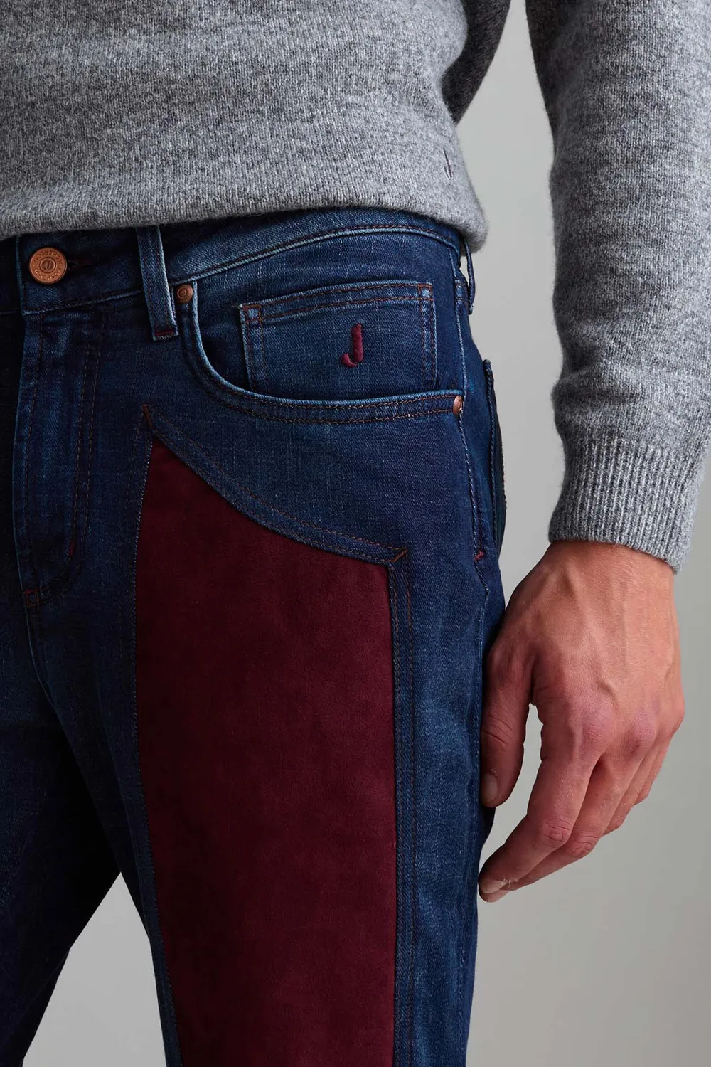 Jeckerson James skinny jeans donkerblauw rood