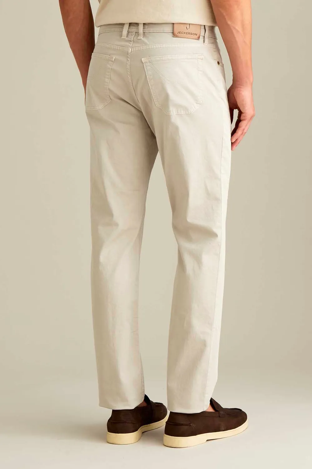 Jeckerson John slim fit broek lichtbeige katoen