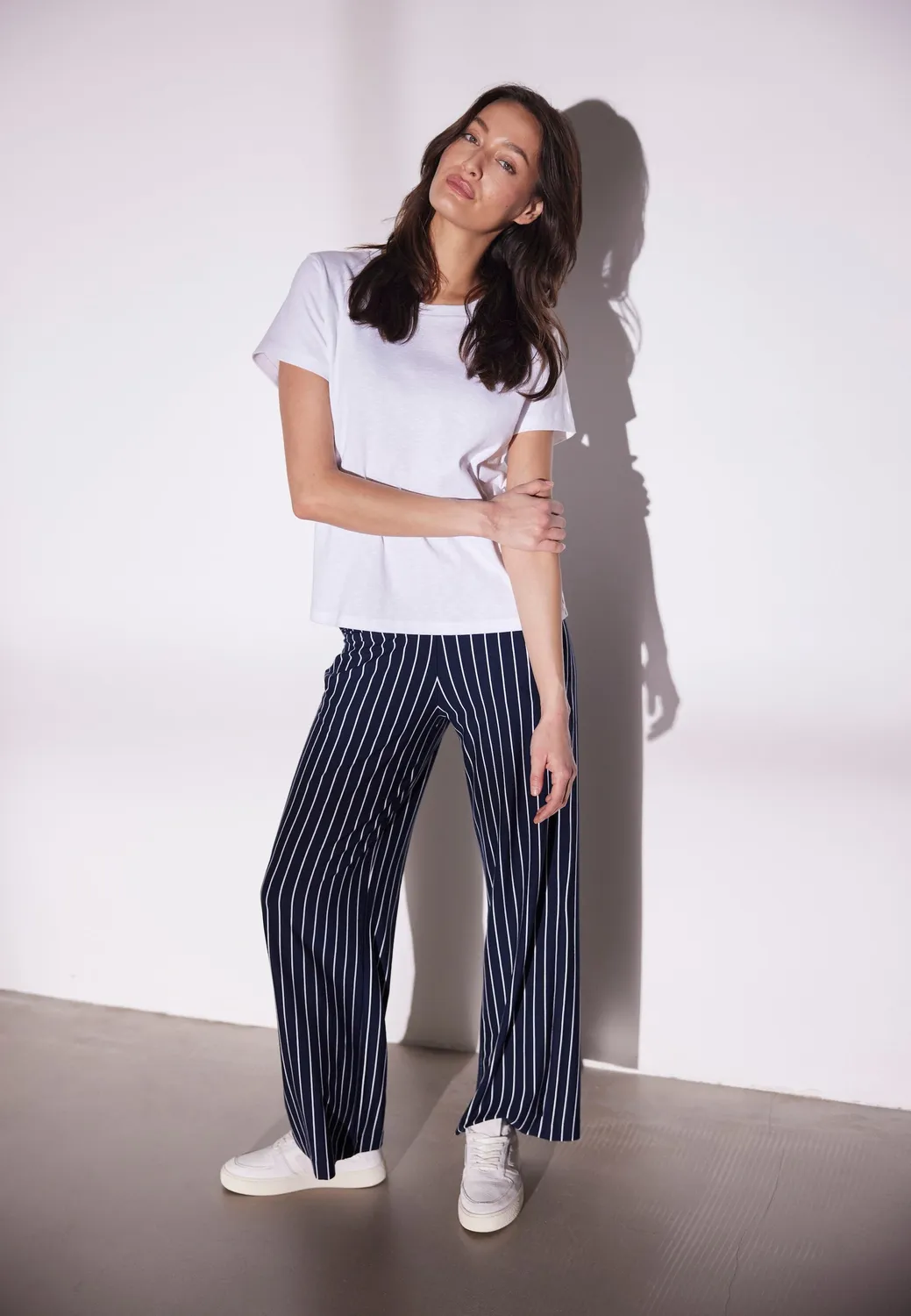 Laurie Donna Loose SL Broek Navy Stripe Dames