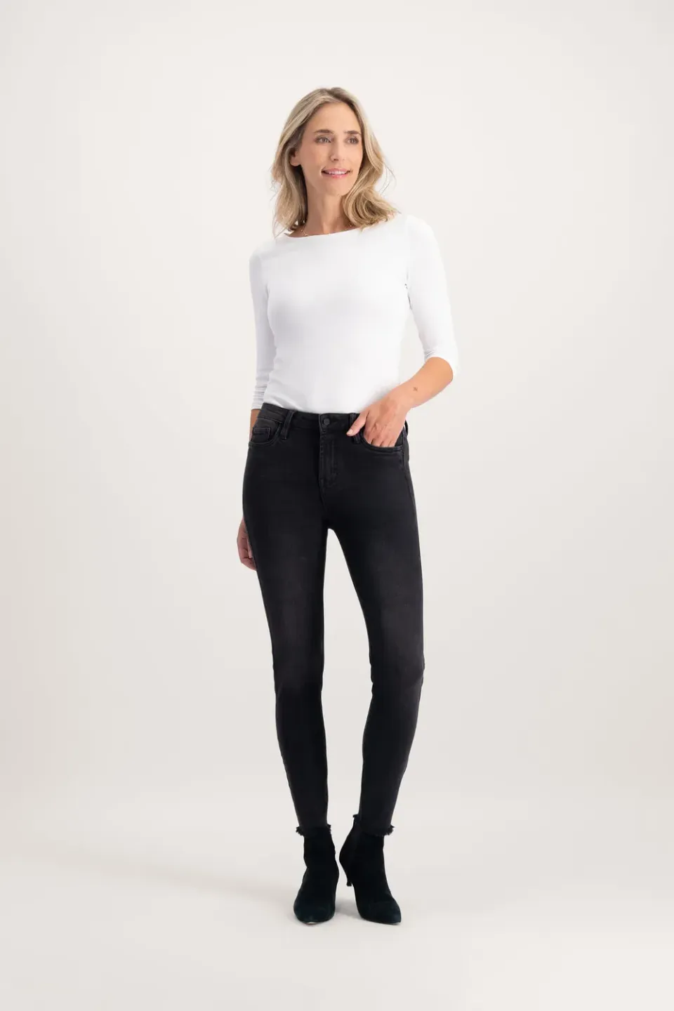 Florez Bobbi Slim Fit jeans Black stretch zwart