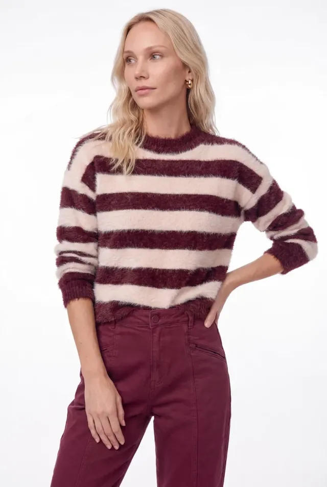Florez Aurelia Sweater trui Mauve Stripe fluffy