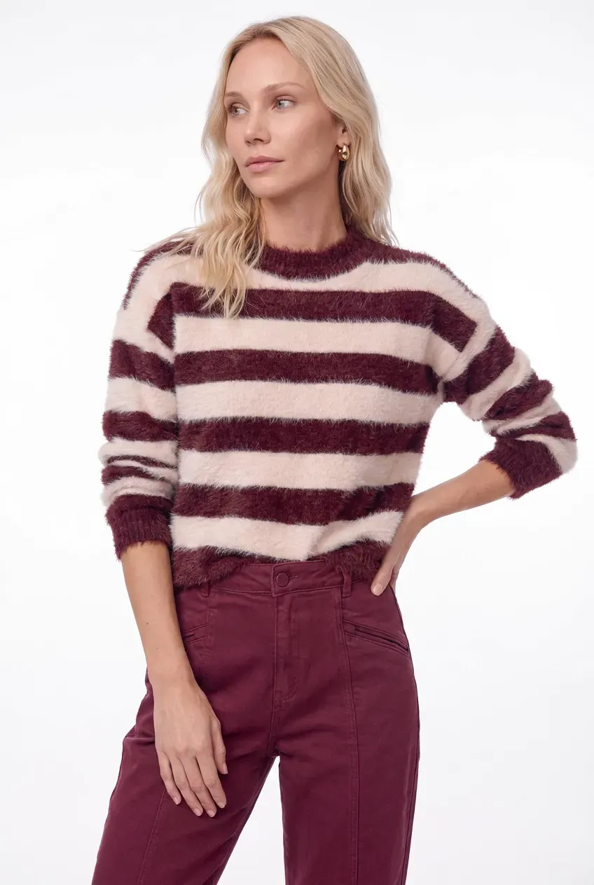 Florez Aurelia Sweater trui Mauve Stripe fluffy