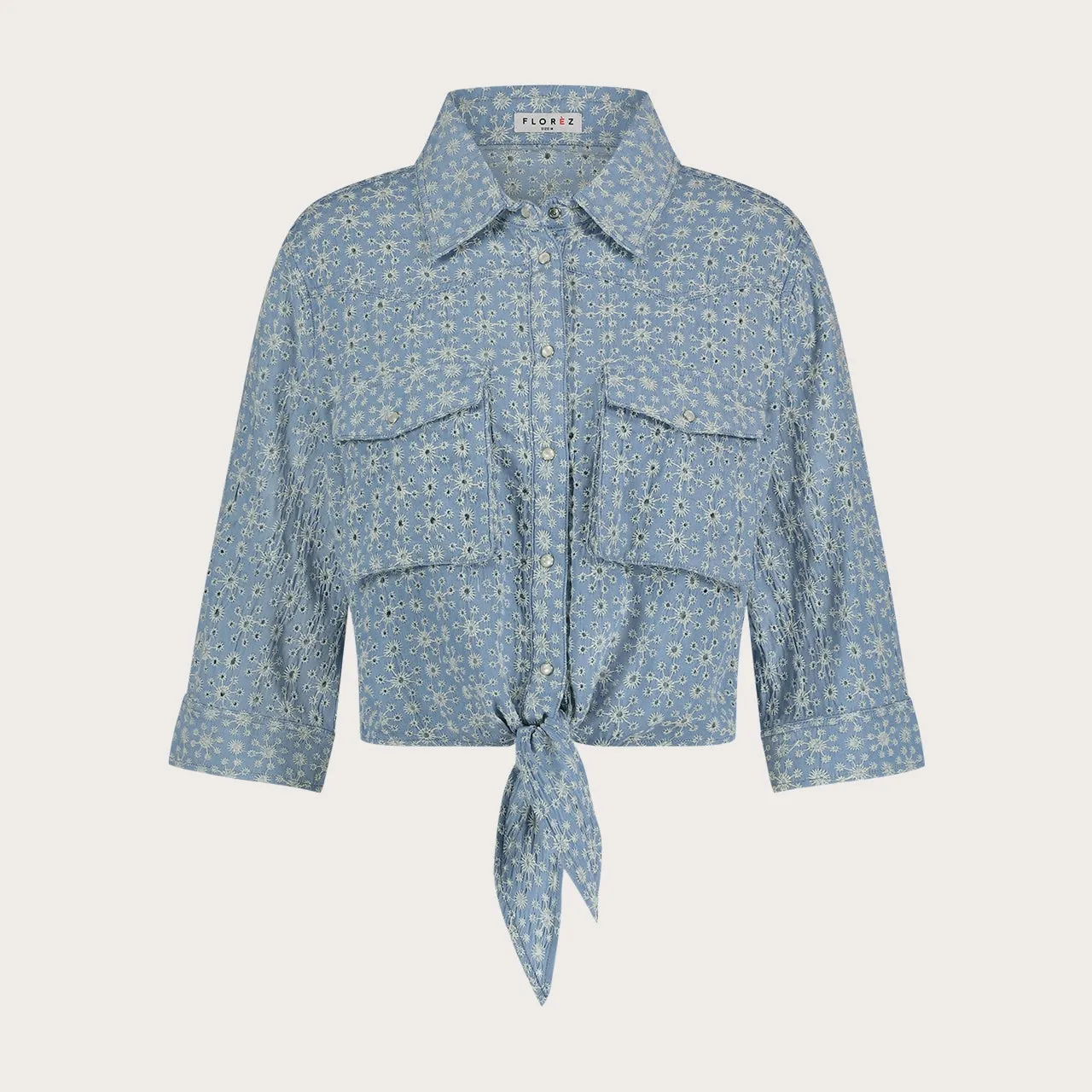 Florez Rosie Embroidery blouse Blue katoen