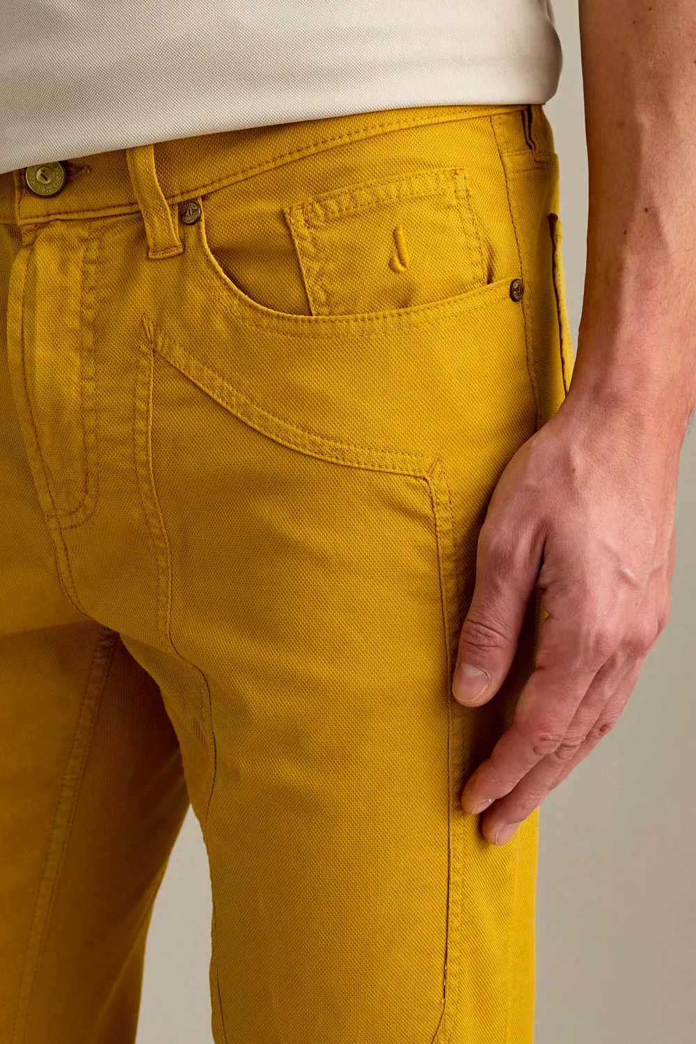 Jeckerson John slim fit broek geel goud katoen