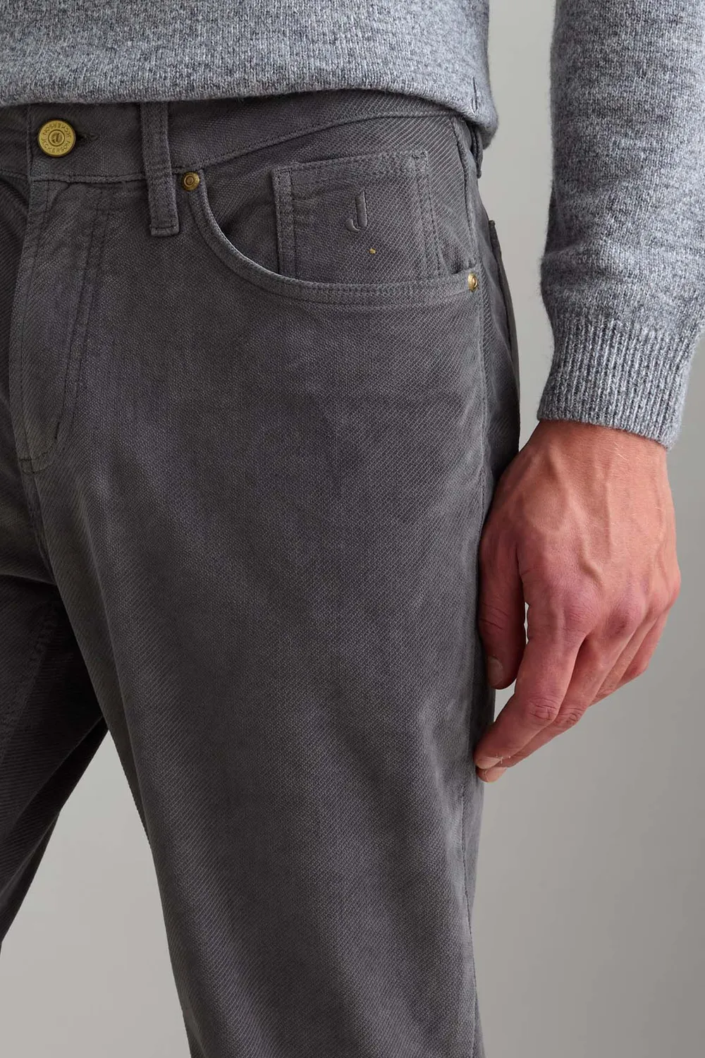 Jeckerson Jordan fluwelen broek slim fit staalgrijs