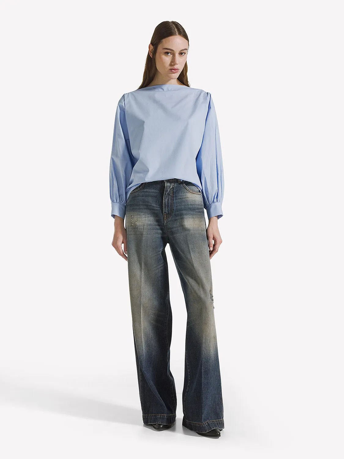 Nine In The Morning Audry Relaxed Jeans Navy rigid denim