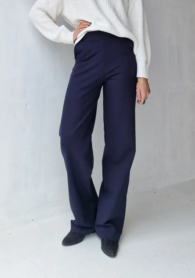 Langeleggings Wide Leg Tall broek marineblauw lengte 36