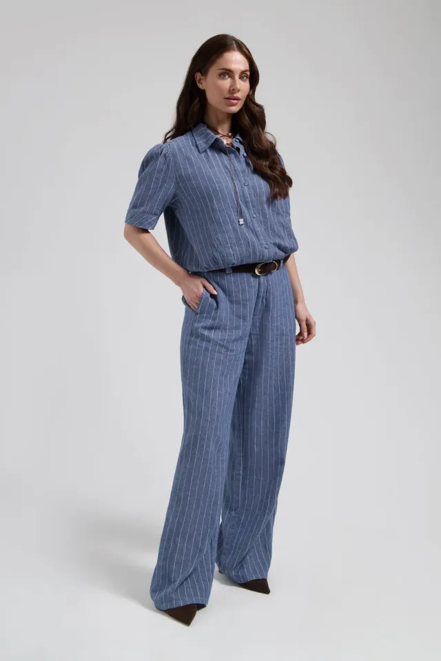 Florez Philly trousers blauw krijtstreep linnen