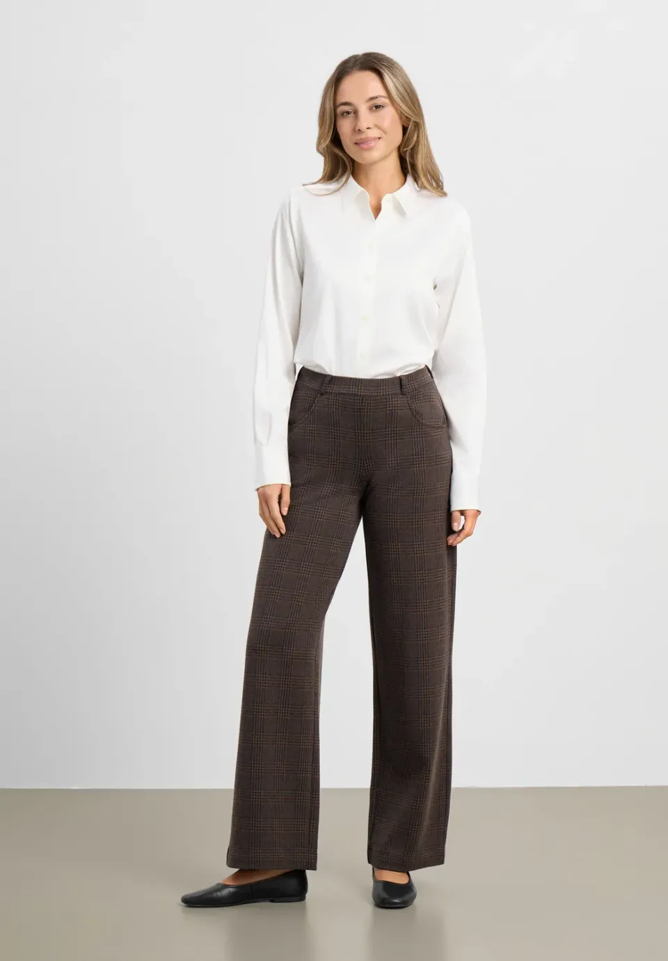 Laurie Donna Loose ML broek brown navy ruit