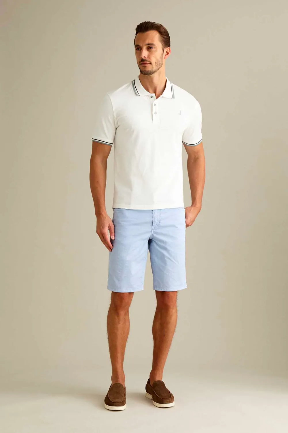 Jeckerson Jo slim fit bermuda lichtblauw katoen
