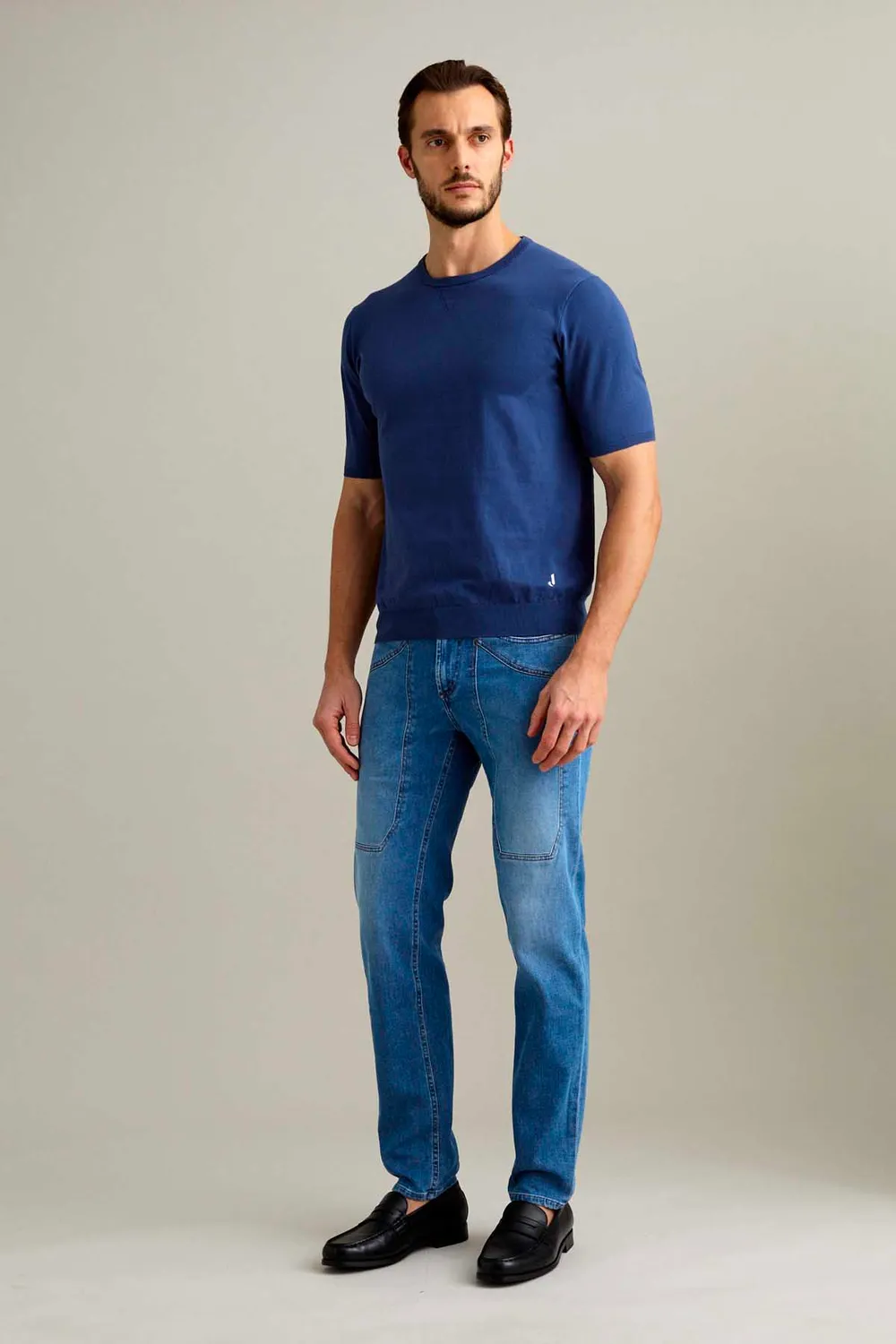 Jeckerson T-shirt Lichtblauw Katoen Crepe