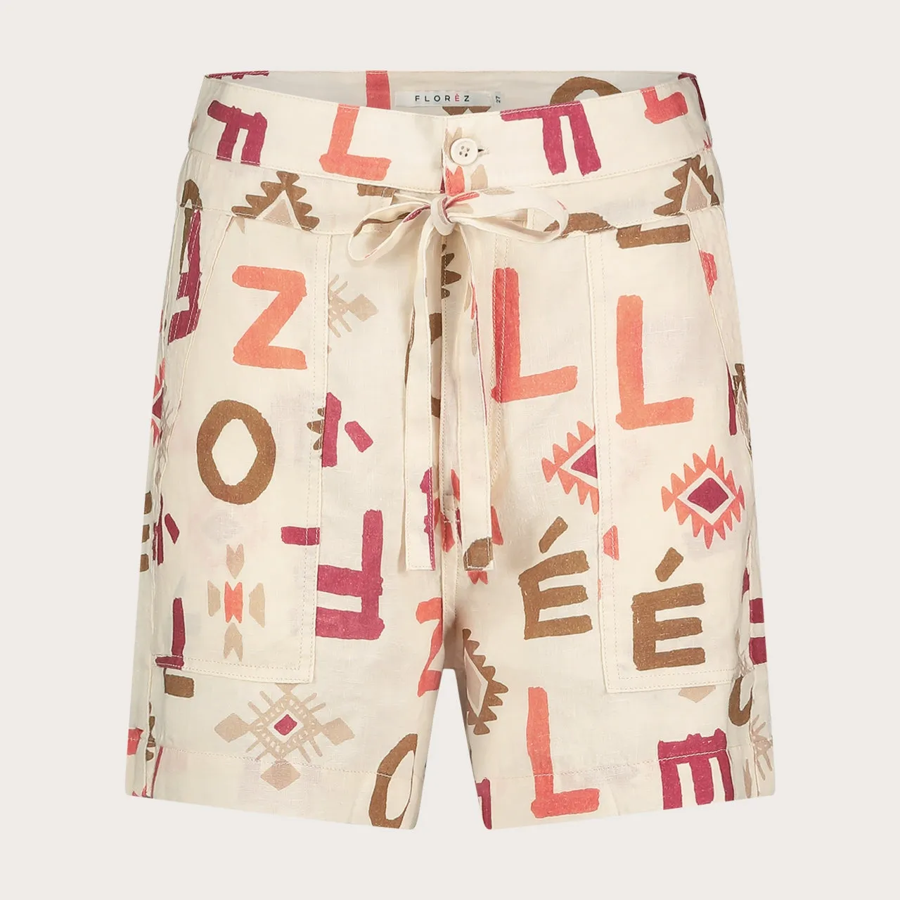 Florez Lona short Letter Print linnen-katoen