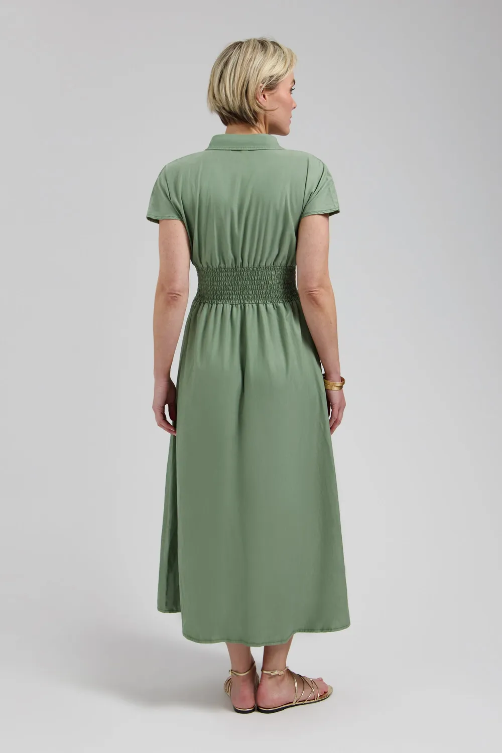 Florez Estelle jurk olijfgroen denim