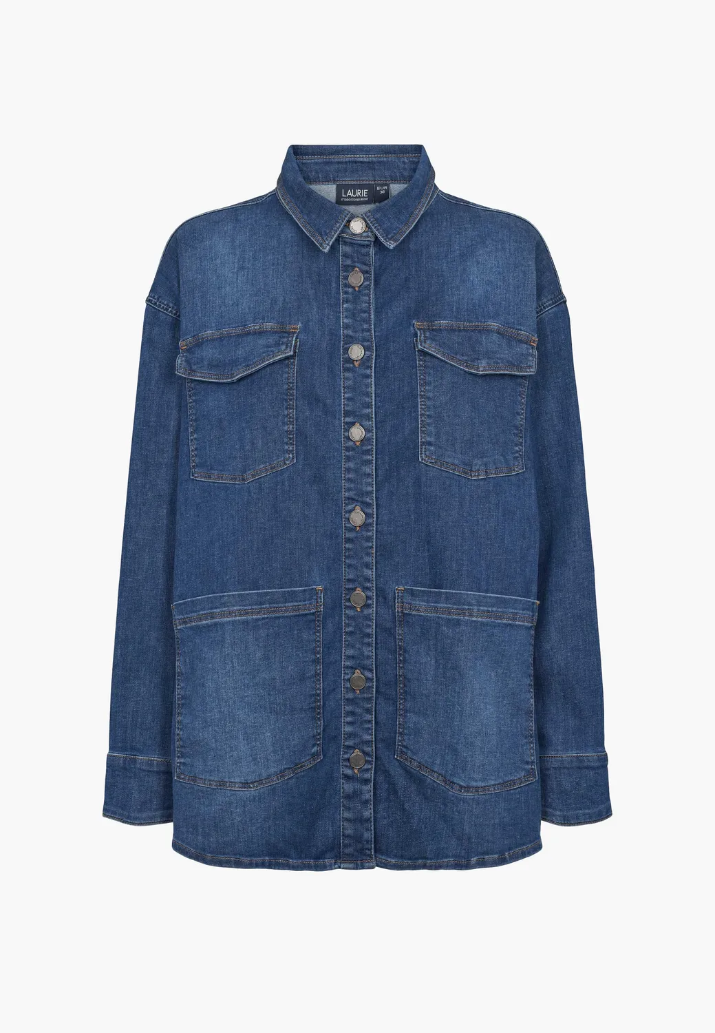 Laurie Mille Shirt Jacket LS denimjack washed blue stretch
