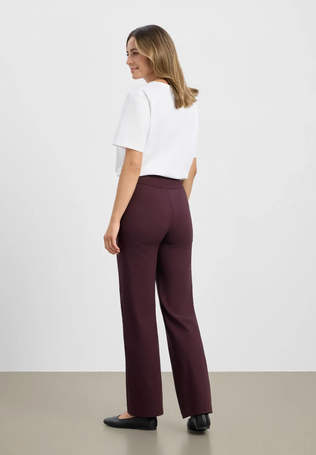 Laurie Thea Straight ML broek dark plum rechte pijp