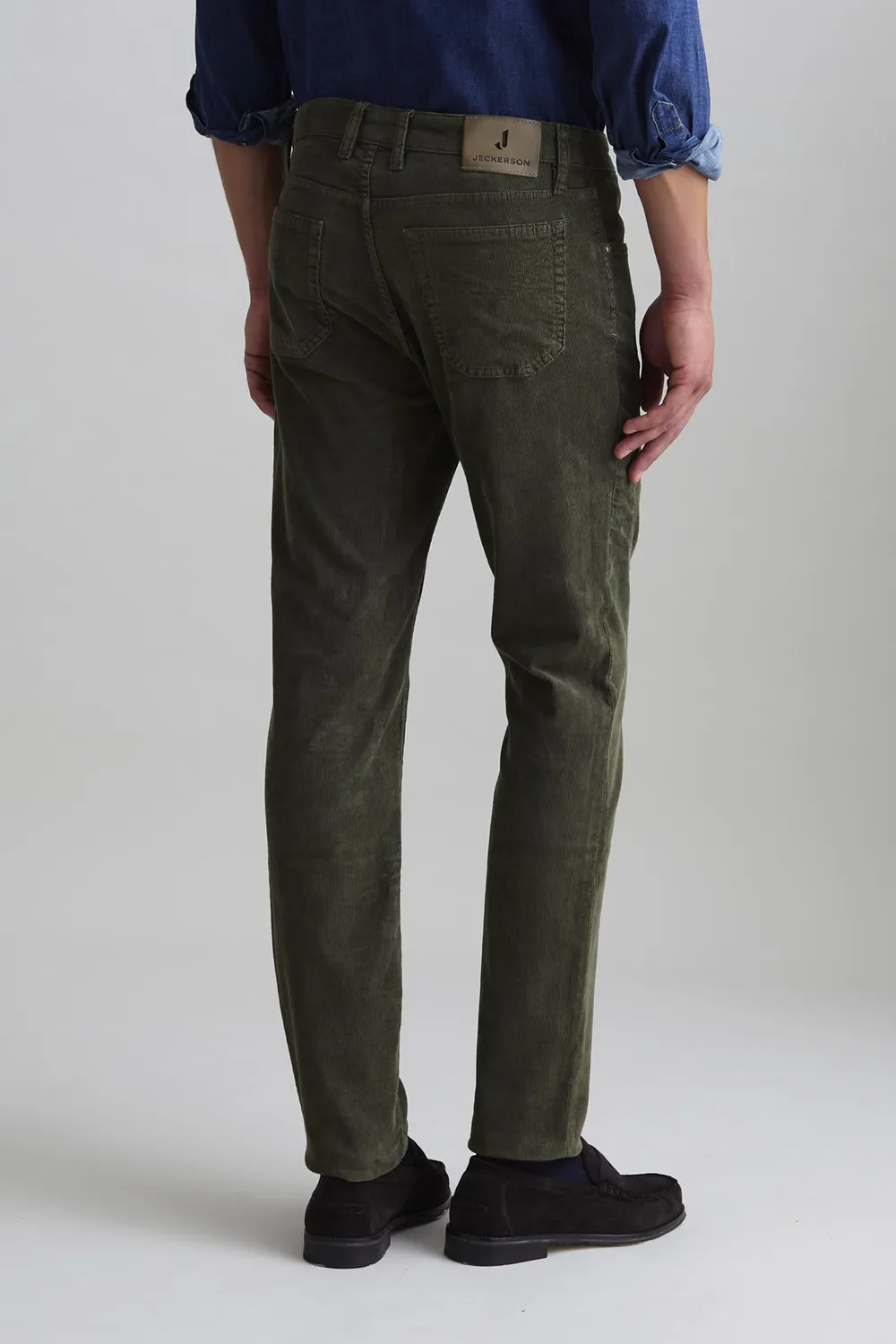 Jeckerson John broek groen fluweel slim fit patch