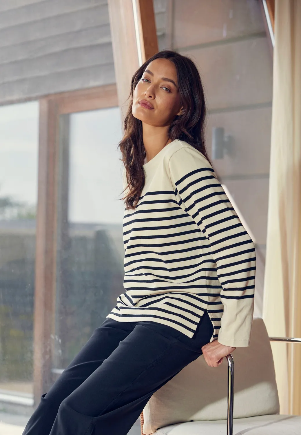 Laurie Gabrielle Breton Shirt LS trui Black Birch Stripe