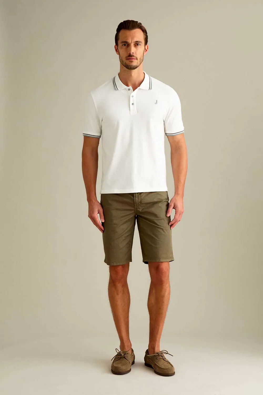 Jeckerson Jo bermuda slim fit militairgroen katoen