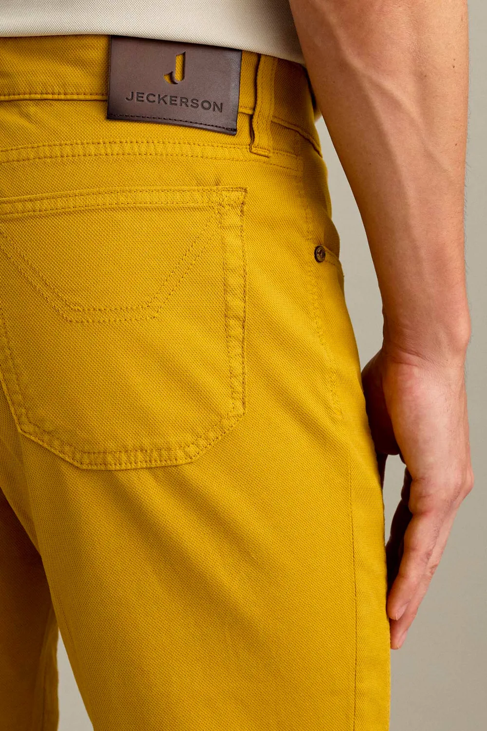 Jeckerson John slim fit broek geel goud katoen