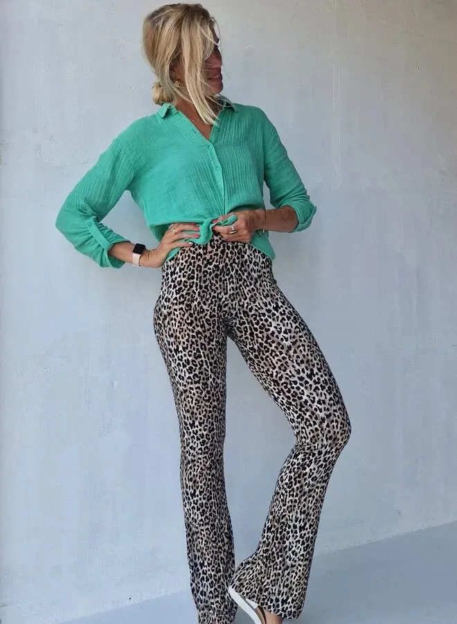 Langeleggings Flared Pants Leopardprint Tall 36 Zomer