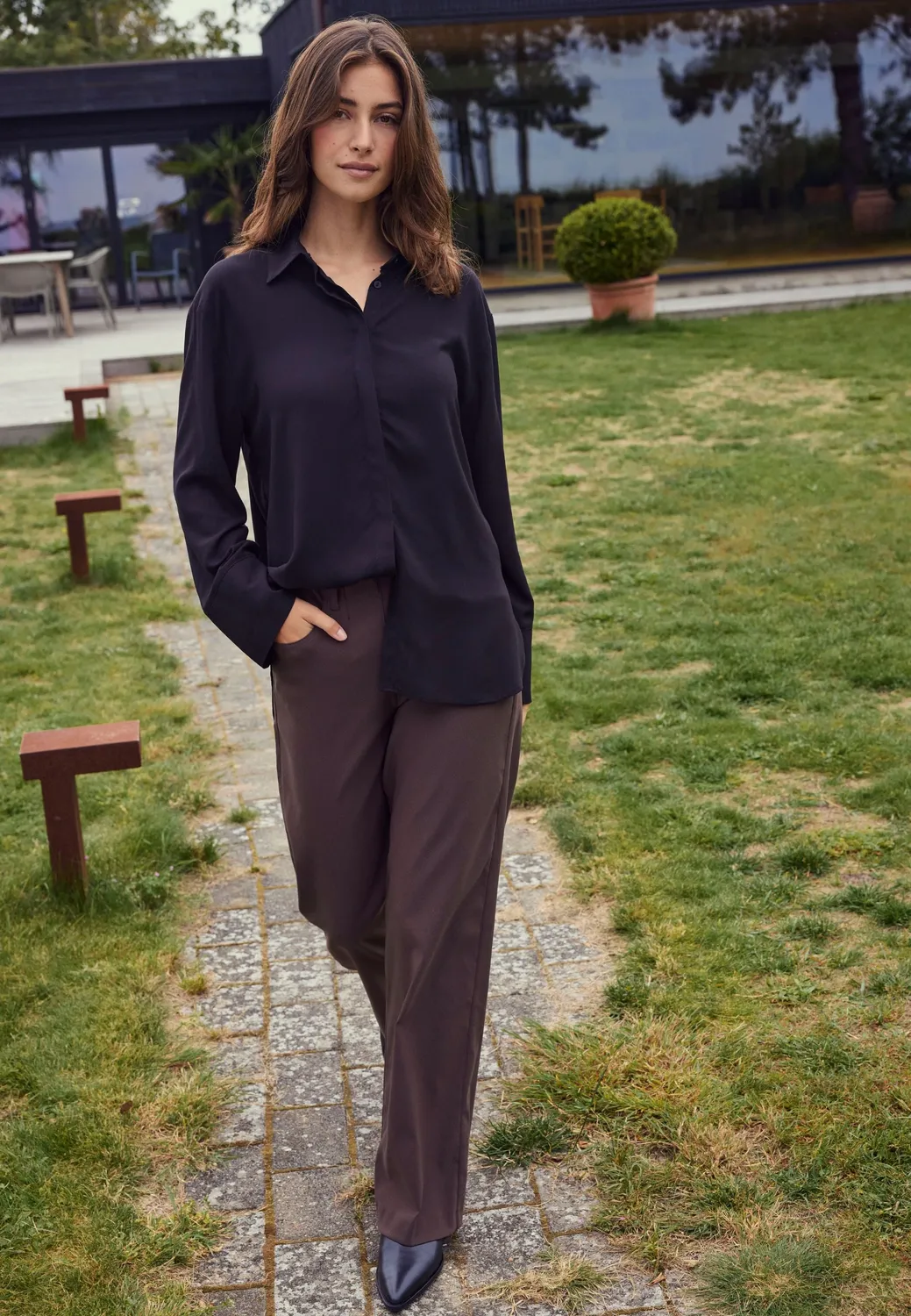 Laurie Donna Loose ML damesbroek bruin viscose