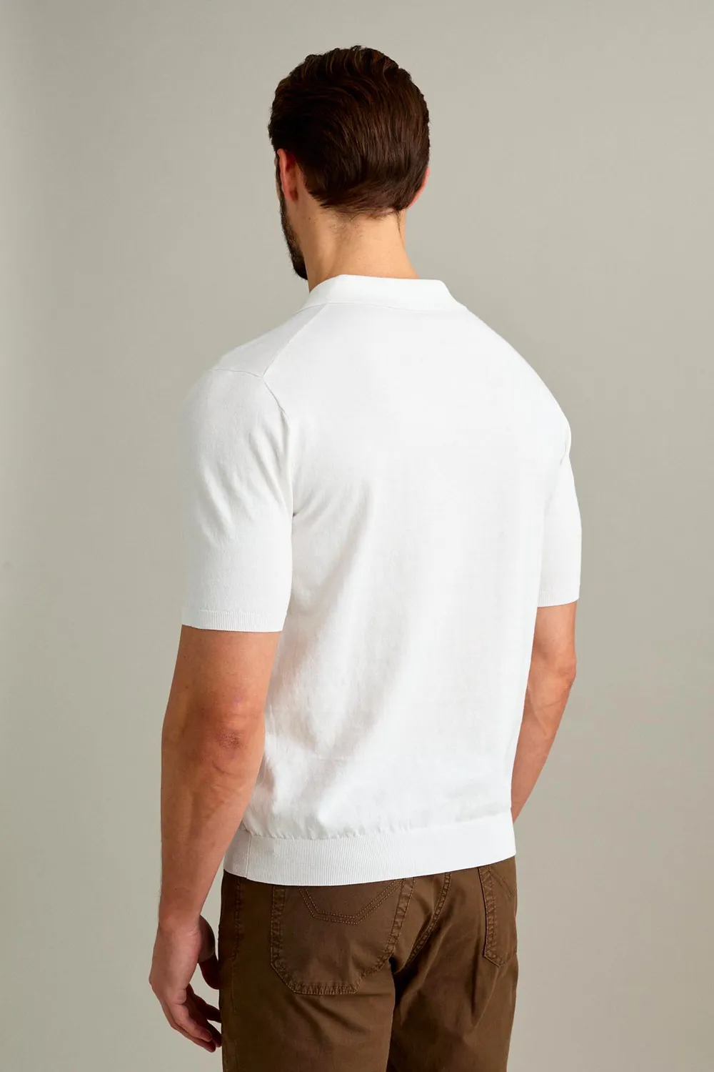 Jeckerson polo wit wol korte mouw knoopsluiting