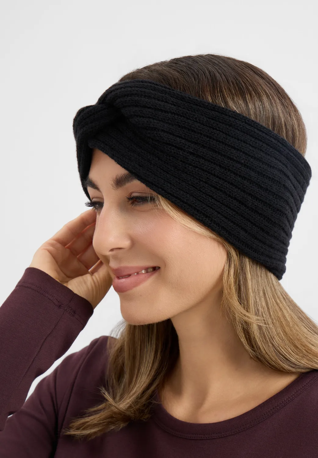 Laurie hoofdband haarband Black wol one size