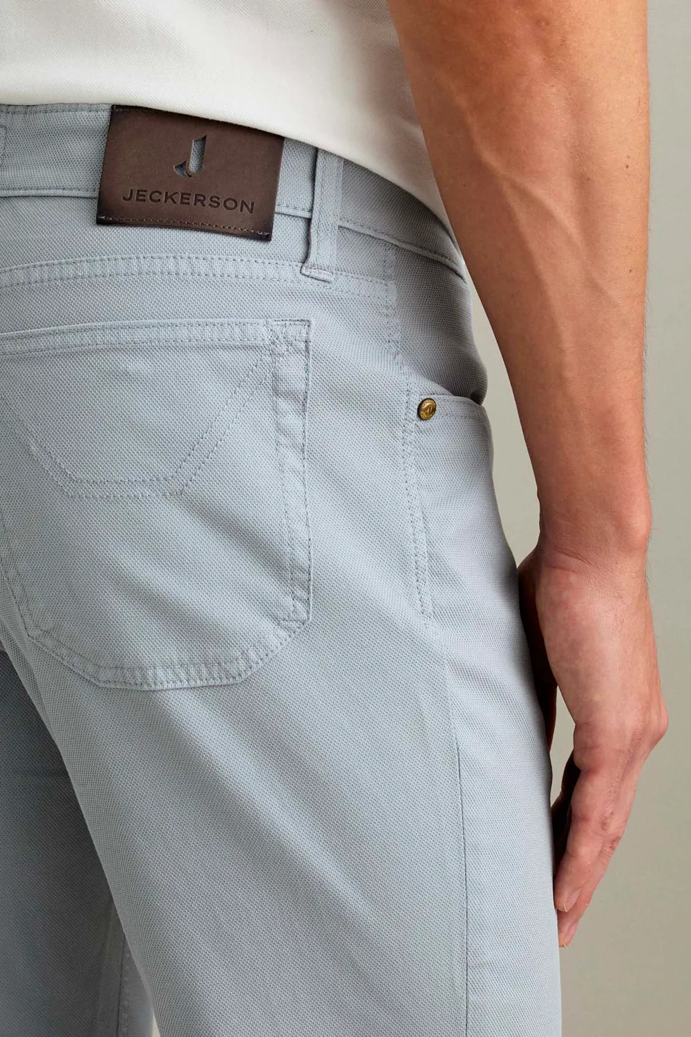 Jeckerson Jordan slim fit broek grijs cement honingraat