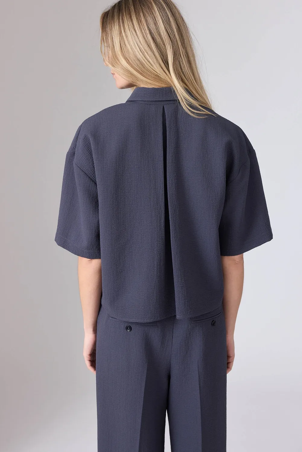Corel Mila Seersucker blouse creme boxy