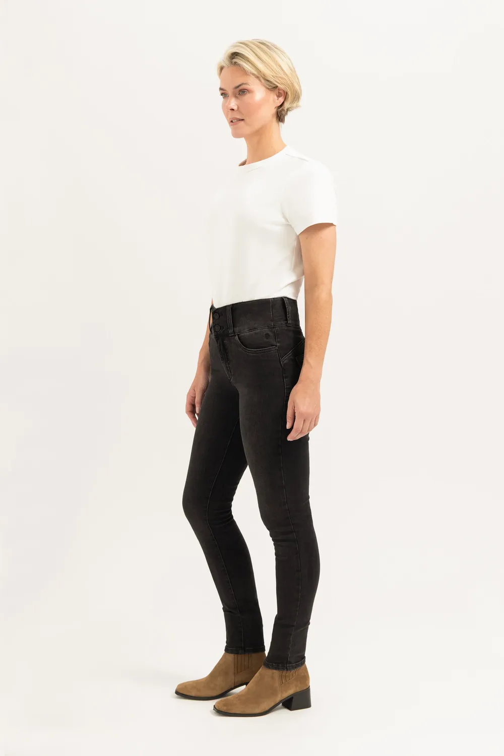 Florez Bodine Slim Fit jeans zwart high-waist