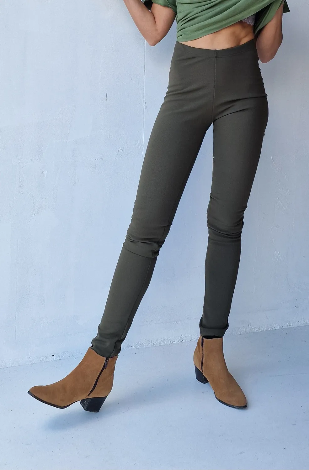 Langeleggings Extra Lange Fleece Tregging Olijfgroen Warm
